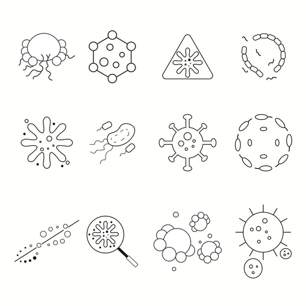 Simple Set of Bacteria Related Vector Line Icons — Vector de stock