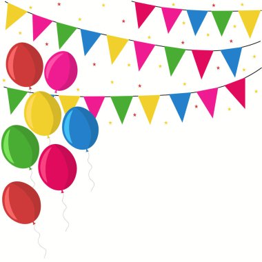 Bayraklar ve balonlar parti afiş