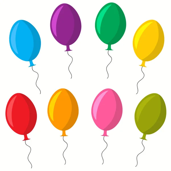 Balloons isolated on white background. Flat icon for celebrate and carnival. Vector — Archivo Imágenes Vectoriales