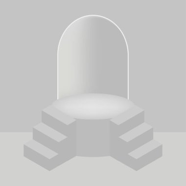 Boş podyum, üç merdivenli boş şablon. Vektör