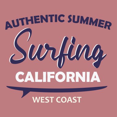 California sörf baskısı tişörtü. vektör illüstrasyonu