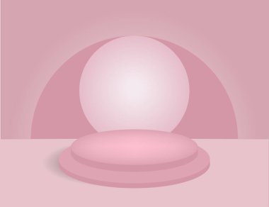 Soyut sahne arkaplanı. Silindir podyum arka planı. Ürün sunumu, modelleme, kozmetik ürünler, podyum, sahne kaidesi veya platformu. Vektör illüstrasyonu