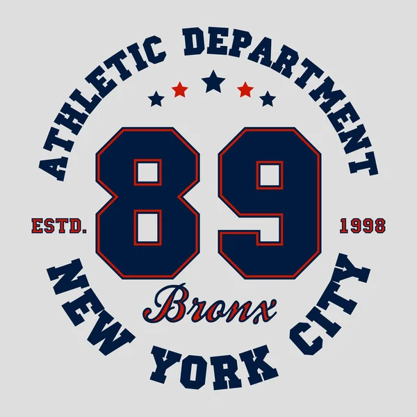New York Bronx Typography Athletic Print Shirt Design Vector Illustration — ストックベクタ