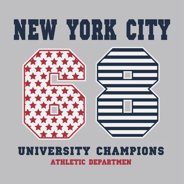 New York City Typography Athletic Print Shirt Design Vector Illustration — ストックベクタ