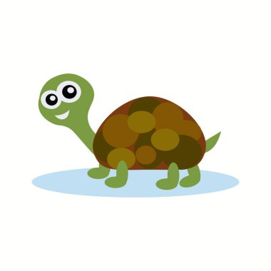 Cute sea turtle cartoon isolated on white background. Vector