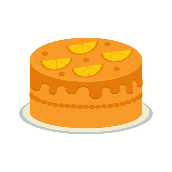 Orange Cake Platter Flat Design Vector Isolated White Background Vector — Archivo Imágenes Vectoriales