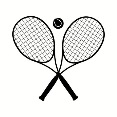 Tenis Raketi Düz İkon Beyaz Arkaplan 'da. Vektör