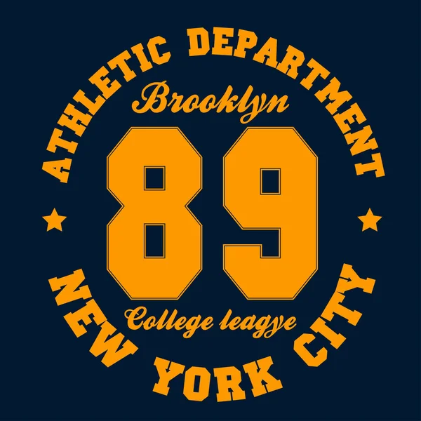 New York Brooklyn Typography Athletic Print Shirt Design Vector Illustration — ストックベクタ