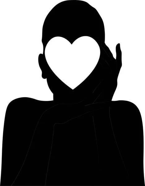 Black Silhouette Girl White Heart — Fotografia de Stock