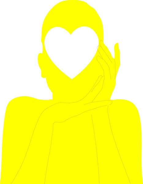 Silhouette Yellow Girl Face White Heart — Fotografia de Stock