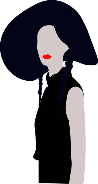 Girl Wearing Big Black Hat — Stock Photo, Image