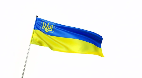 우크라이나 국기가 배경에 파란색 노란색의 우크라이나 국기에 양팔을 두르고 우크라이나 — 스톡 사진