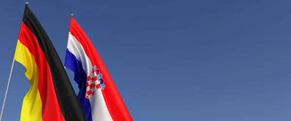 Zászló Németország Horvátország Zászlórúdra Oldalán Kék Hátterű Zászlók Helyet Sms — Stock Fotó