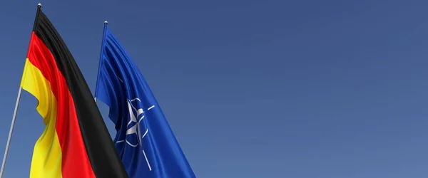 Németország Nato Zászlói Zászlórúdon Kék Hátterű Zászlók Helyet Sms Nek — Stock Fotó