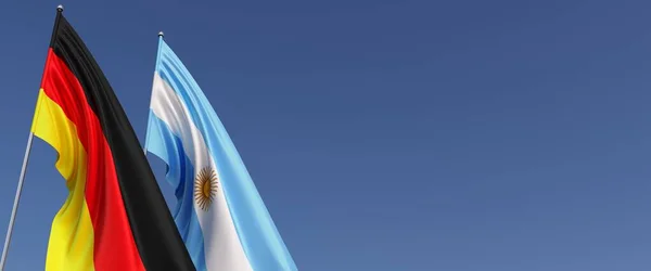 Németország Argentína Zászlói Zászlórúdon Kék Hátterű Zászlók Helyet Sms Nek — Stock Fotó