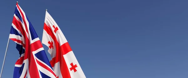 Banderas Del Reino Unido Georgia Asta Bandera Lateral Banderas Sobre —  Fotos de Stock