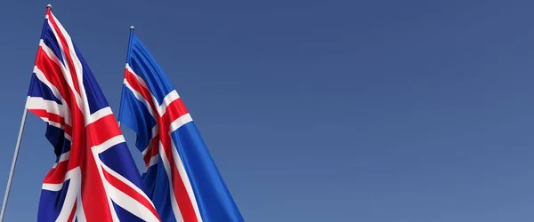 Banderas Del Reino Unido Islandia Asta Bandera Lateral Banderas Sobre —  Fotos de Stock