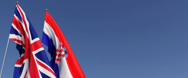 Banderas Del Reino Unido Croacia Asta Bandera Lateral Banderas Sobre —  Fotos de Stock