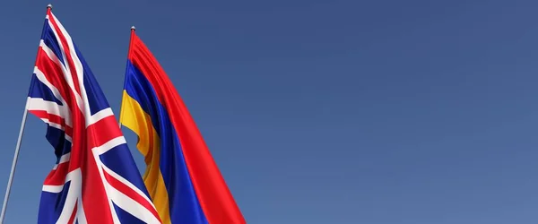 Banderas Del Reino Unido Armenia Asta Bandera Los Lados Banderas —  Fotos de Stock
