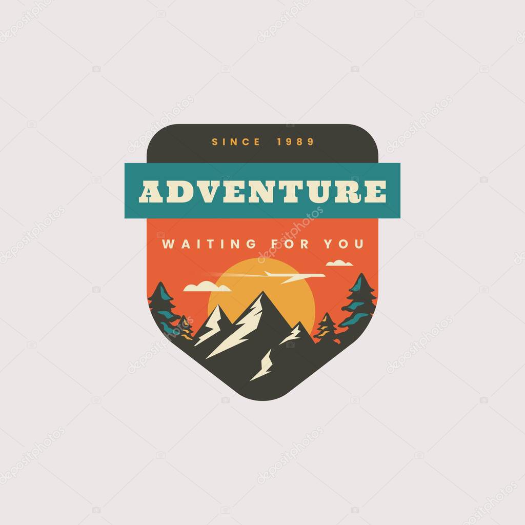 Camping or climbing themed vector design suitable for company logos in the field of nature