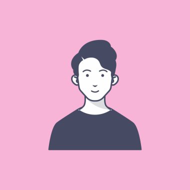 Kişinin yüz şekli, saçı gibi karakteriyle basit vektör tasarımı