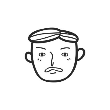 Kişinin yüz şekli, saçı gibi karakteriyle basit vektör tasarımı