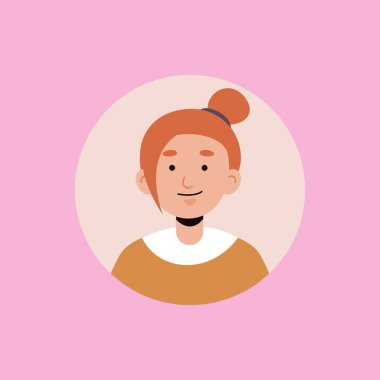 Kişinin yüz şekli, saçı gibi karakteriyle basit vektör tasarımı