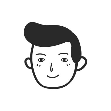 Kişinin yüz şekli, saçı gibi karakteriyle basit vektör tasarımı