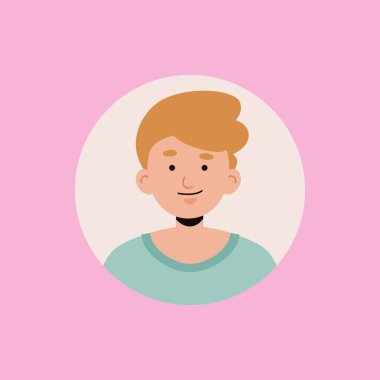 Kişinin yüz şekli, saçı gibi karakteriyle basit vektör tasarımı