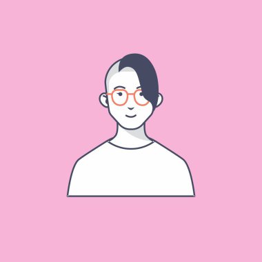 Kişinin yüz şekli, saçı gibi karakteriyle basit vektör tasarımı