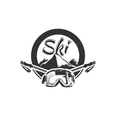 Beyaz arkaplanda kar kayağı temalı vektör tasarımı