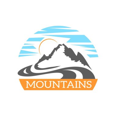 Beyaz arkaplanda basit dağ temalı vektör tasarımı