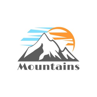 Beyaz arkaplanda basit dağ temalı vektör tasarımı