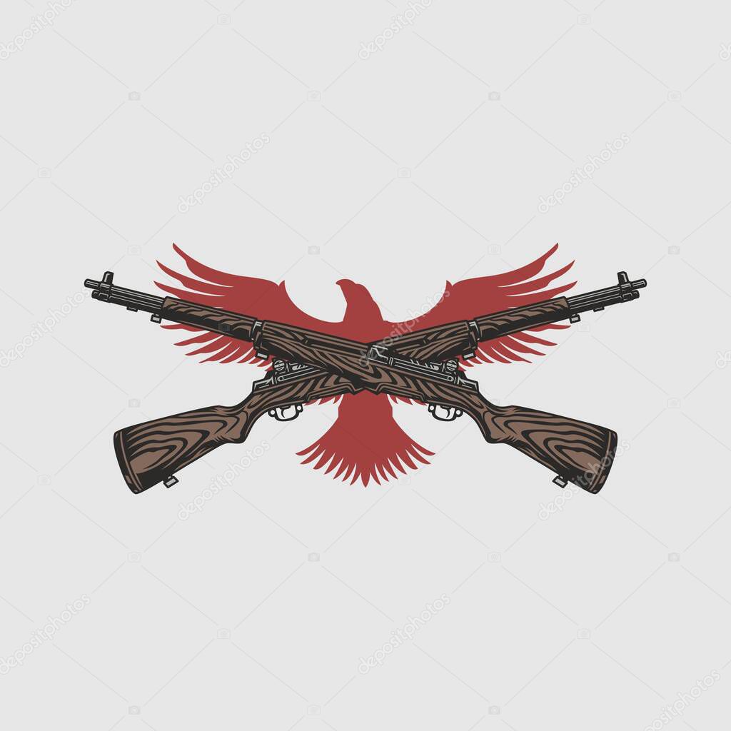 Weapon-themed vector design, suitable for logos for activities such as troops, soldiers, etc.
