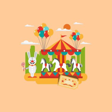 Tema parkı temalı vektör tasarımı