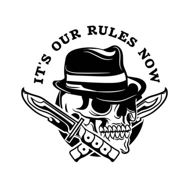 Kafatası şekilli mafya temalı vektör tasarımı