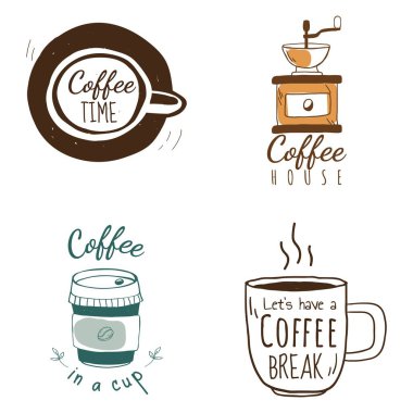 Kahve içecek temalı vektör tasarımı dükkan veya kafe etiketleri için uygundur