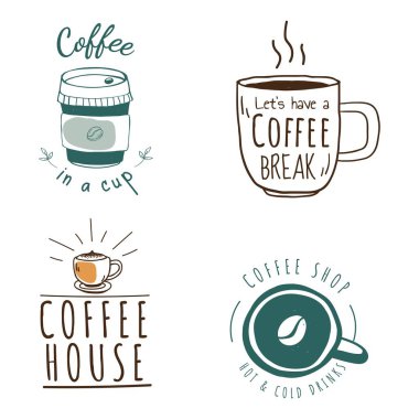 Kahve içecek temalı vektör tasarımı dükkan veya kafe etiketleri için uygundur