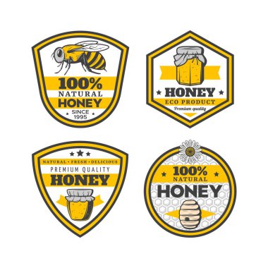 Bal temalı vektör tasarımı bal üretim şirketlerinde logolar veya ticari markalar için uygundur