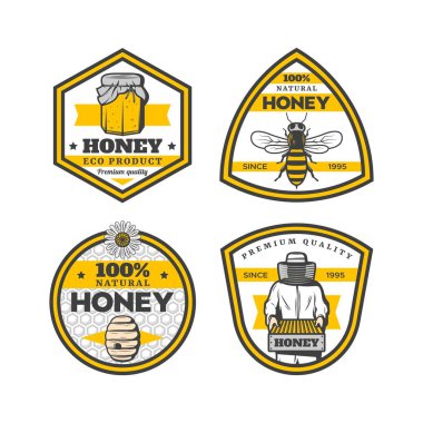 Bal temalı vektör tasarımı bal üretim şirketlerinde logolar veya ticari markalar için uygundur