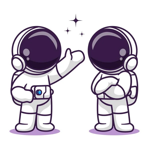 Leuke Astronaut Thema Vector Ontwerp Geschikt Voor Een Kinderboek Cover — Stockvector