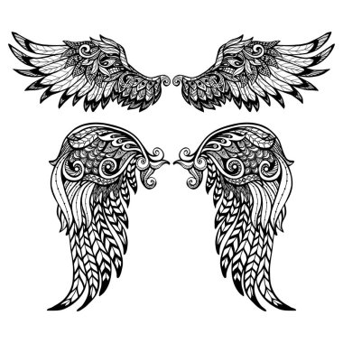 Kanat temalı vektör tasarımları koleksiyonu