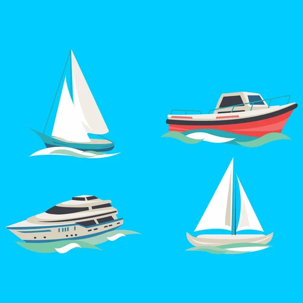 Design Vetor Temático Barco Navio Simples —  Vetores de Stock