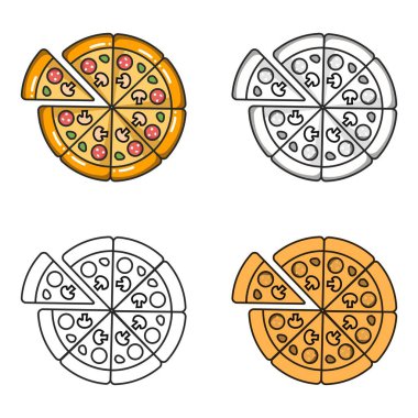 Pizza yemek temalı bir vektör veya logo tasarımı pizza şirketlerinin markalarını etiketlemek için uygundur