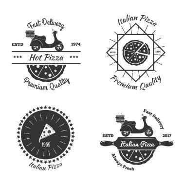 Pizza yemek temalı bir vektör veya logo tasarımı pizza şirketlerinin markalarını etiketlemek için uygundur