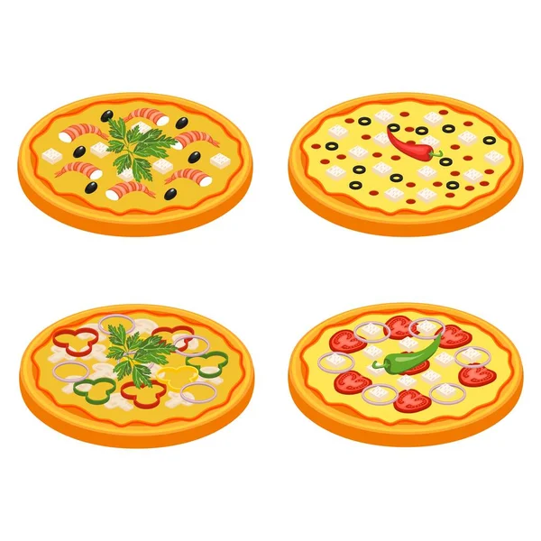 Vettore Tema Pizza Cibo Logo Design Adatto Etichettare Marchi Business — Vettoriale Stock