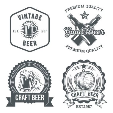 Bira temalı vektör veya logo tasarımı, içecek şirketleri veya bar işletmeleri için marka etiketleri için uygundur