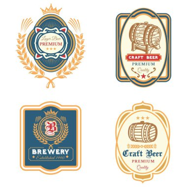 Bira temalı vektör veya logo tasarımı, içecek şirketleri veya bar işletmeleri için marka etiketleri için uygundur