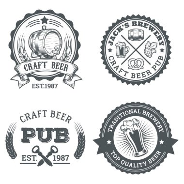 Bira temalı vektör veya logo tasarımı, içecek şirketleri veya bar işletmeleri için marka etiketleri için uygundur