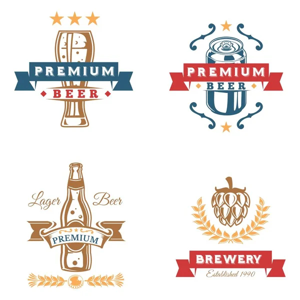 Diseño Vectores Logotipos Con Temática Cervecera Adecuado Para Etiquetas Marca — Vector de stock